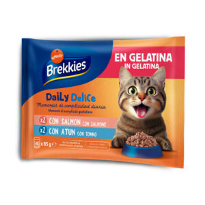 4x 85g Brekkies Daily Delice zalm & kalkoen nat kattenvoer
