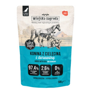 500g Wiejska Zagroda paardenvlees met kalfsvlees natvoer voor volwassen honden