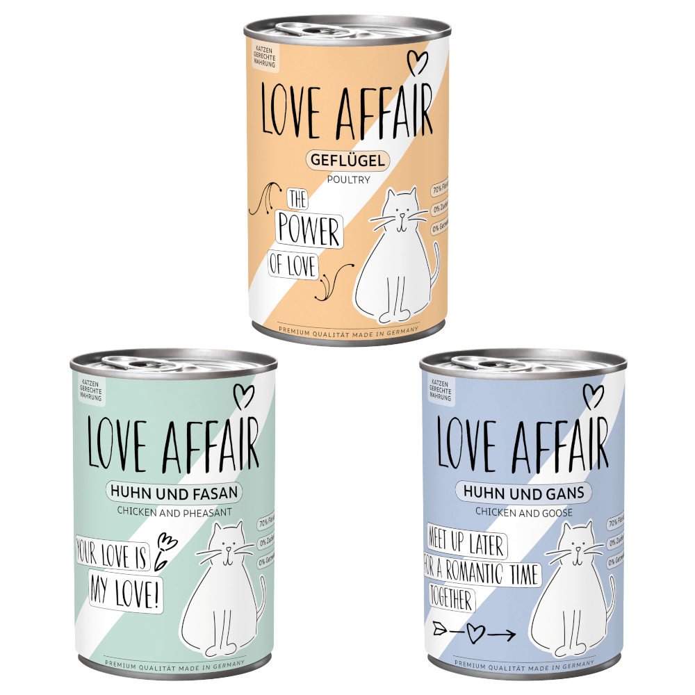6x400g gemengde verpakking (3 soorten) Hardys LOVE AFFAIR nat kattenvoer