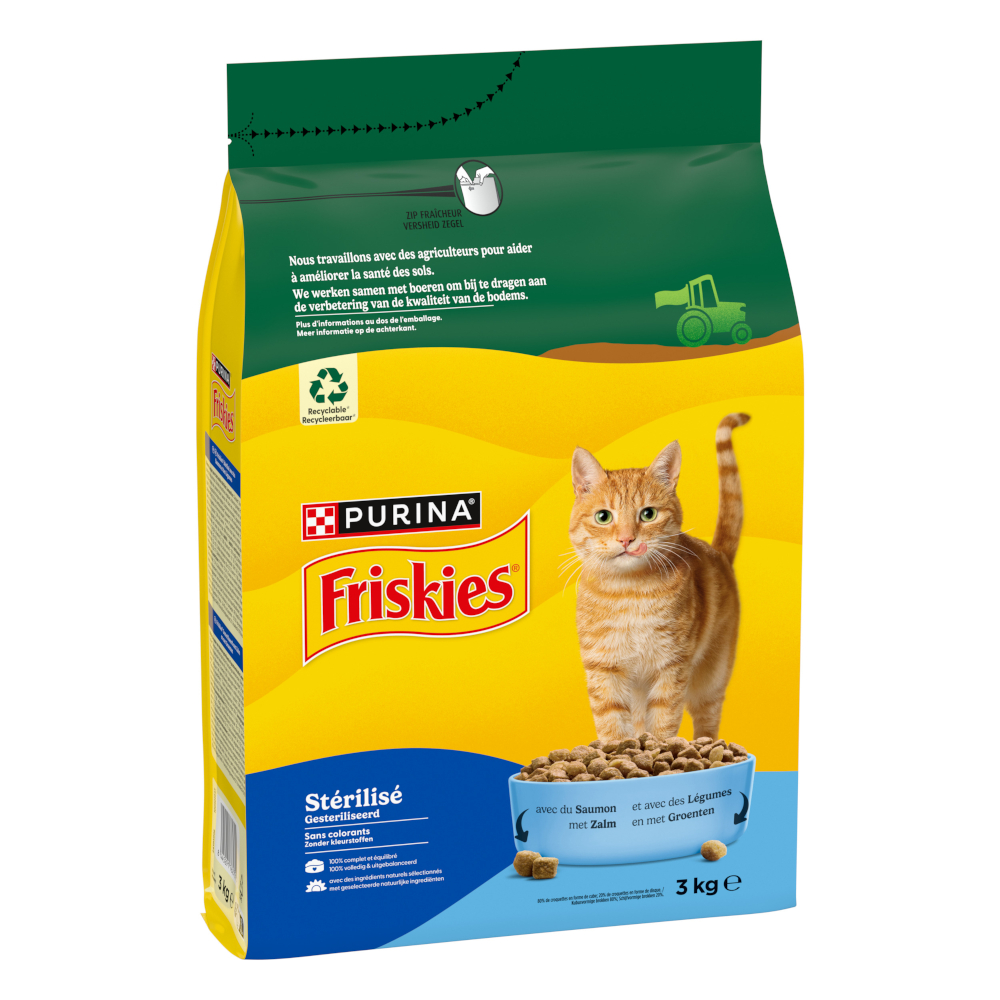 PURINA Friskies Sterilized Kat met zalm, tonijn en groenten – Dubbelpak: 2 x 3 kg
