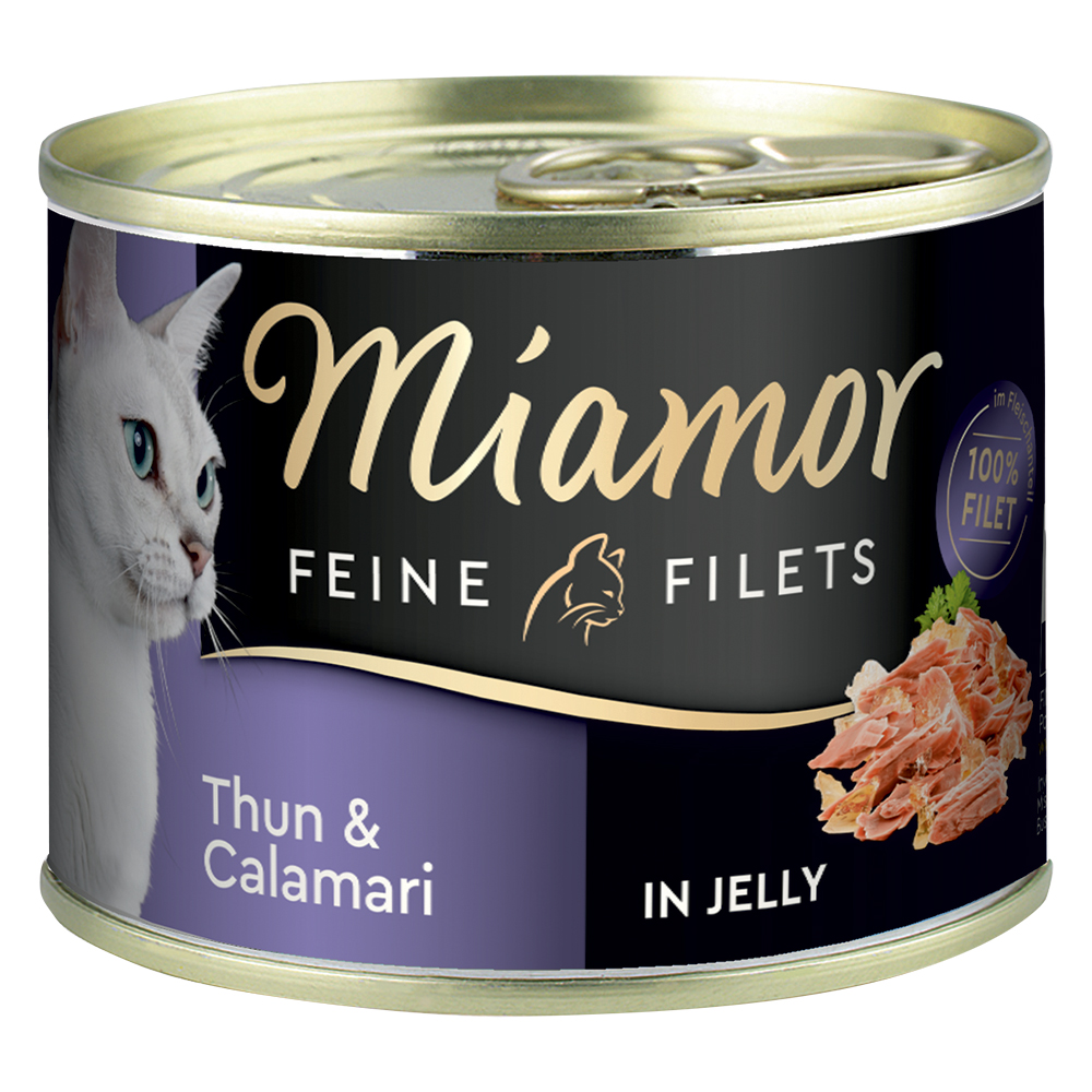 6 x 185 g Miamor Fijne Filets Kattenvoer – Tonijn & Calamari in Gelei