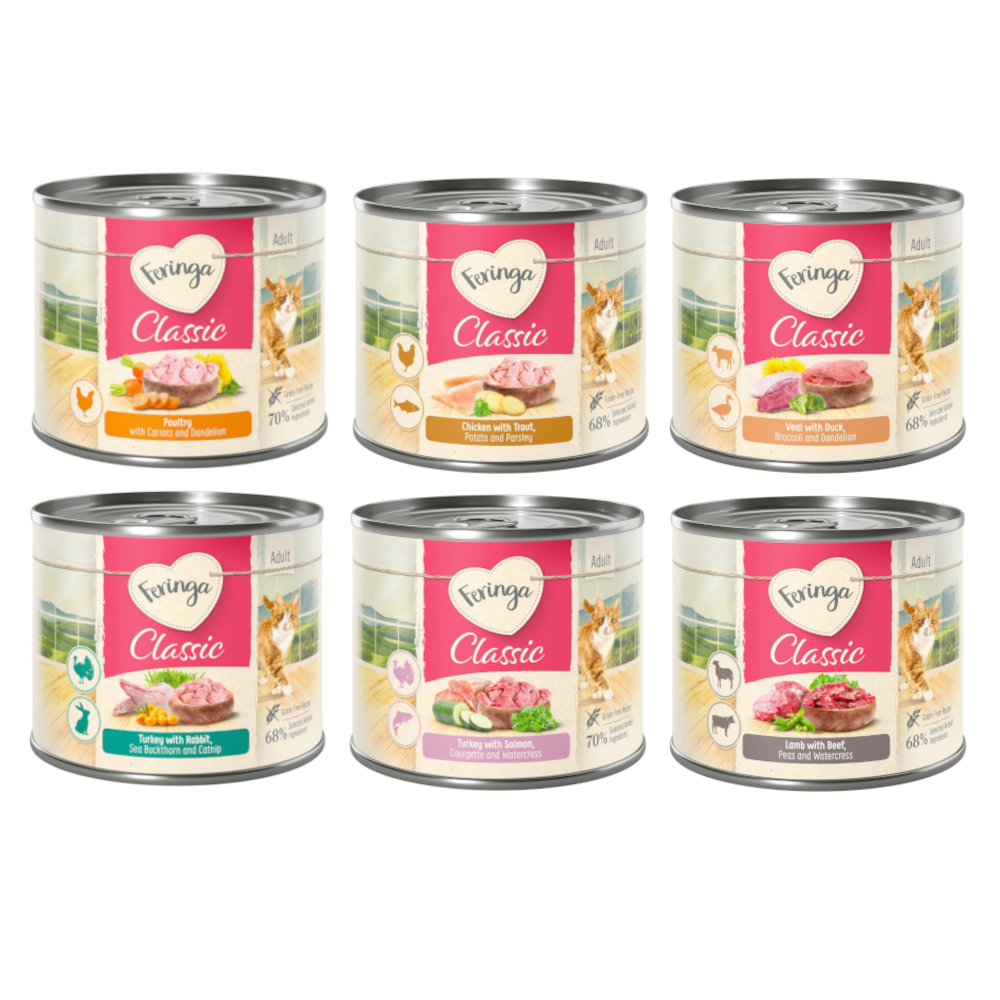 6x200g (6 Smaken) Menu Duo-soorten Feringa Kattenvoer