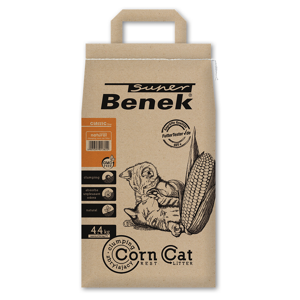 – 7 l (ca. 4,4 kg) Super Benek Corn Cat Natural – Kattenbakvulling