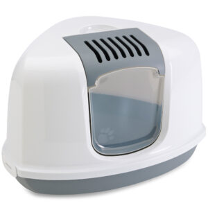 – Lichtgrijs / Wit – Savic Kattentoilet Nestor Corner