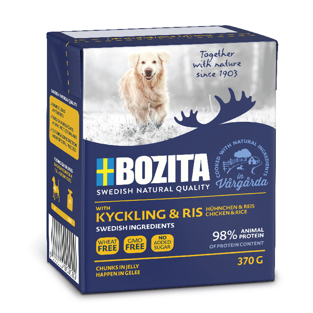 Bozita Hapjes in Gelei 24 x 370 g Hondenvoer – Kip & Rijst