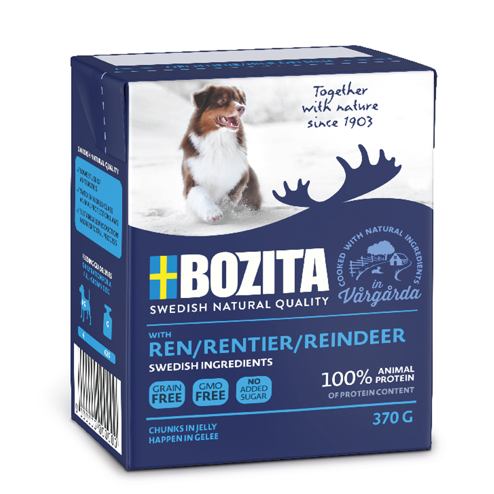 Bozita Hapjes in Gelei 24 x 370 g Hondenvoer – Rendier