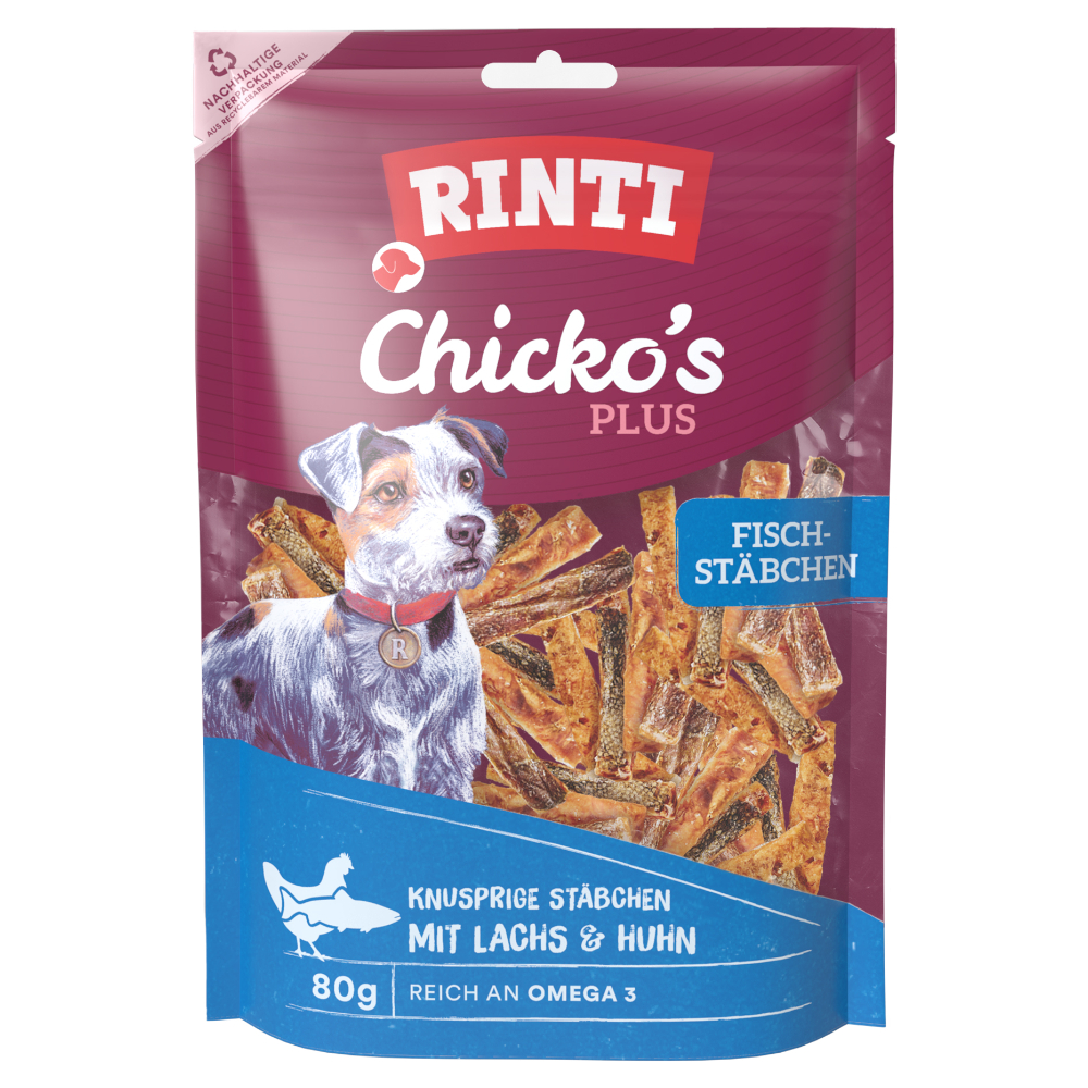 80g Extra Chicko Plus Vissticks RINTI Hondensnacks
