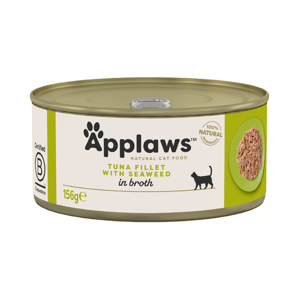 6x156g in Bouillon Tonijn & Zeewier Applaws Kattenvoer