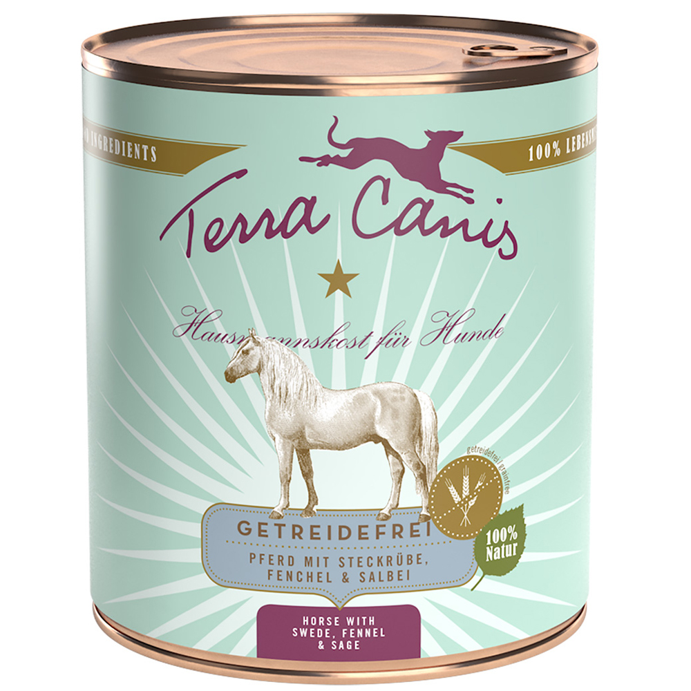 Terra Canis Graanvrij Voordeelpakket 12 x 800 g – Paard met koolraap, venkel & salie