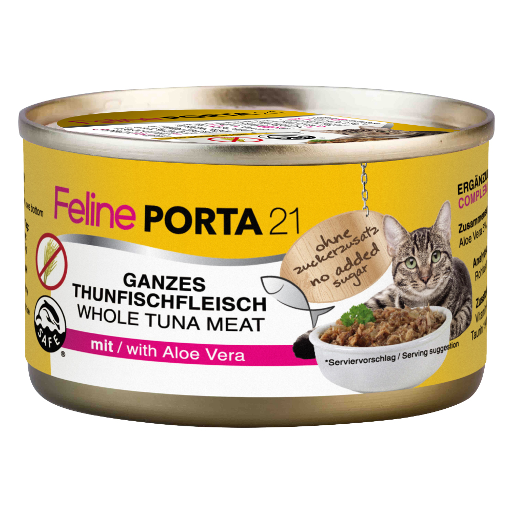 6x90g Feline Tonijn met Aloe (graanvrij) Porta 21 Kattenvoer