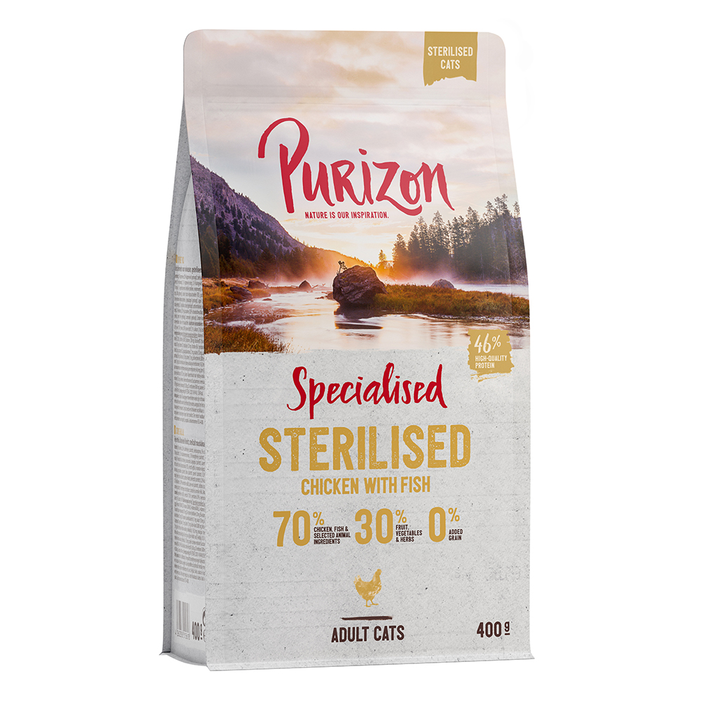 400g Adult Sterilised Kip Vis Purizon Kattenvoer
