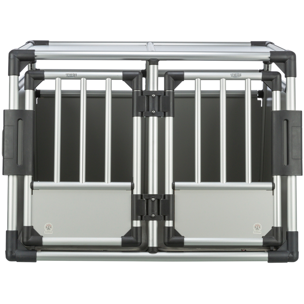 Maat M-L: B 93 x D 88 x H 64 cm – Trixie Transportbox Aluminium dubbel