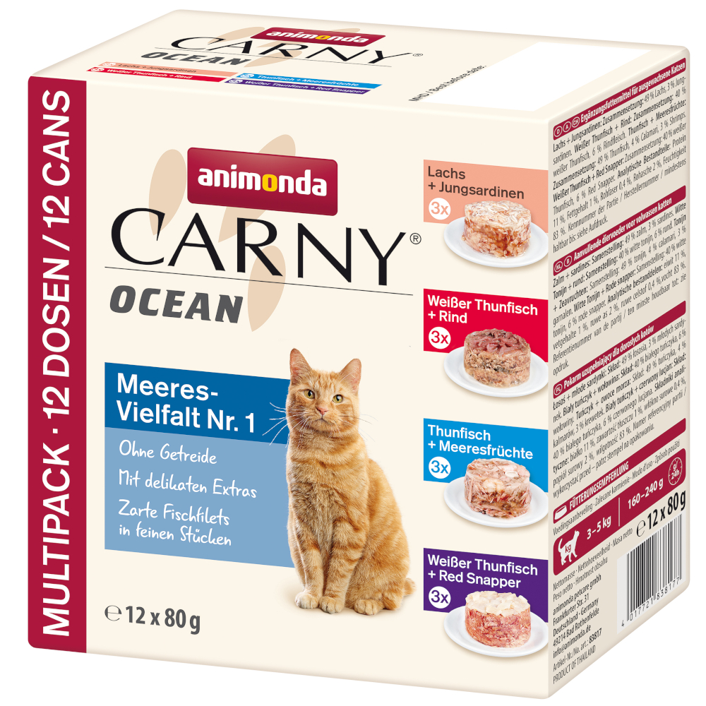 12x80g Ocean Ocean Mix I (4 soorten) animonda Carny Kattenvoer