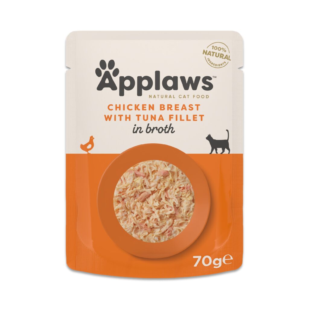 Economy pack 24×70 Kipfilet met tonijnfilet Applaws Naturel in bouillon natvoer voor katten