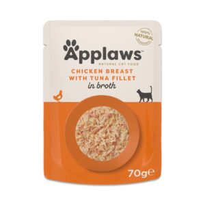Economy pack 24×70 Kipfilet met tonijnfilet Applaws Naturel in bouillon natvoer voor katten