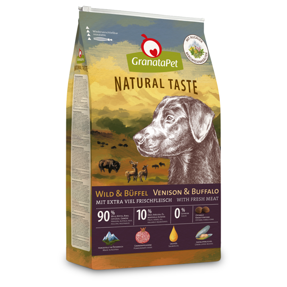 GranataPet Natural Taste Droogvoer Wild & Buffel Hondenvoer – Dubbelpak: 2 x 12 kg