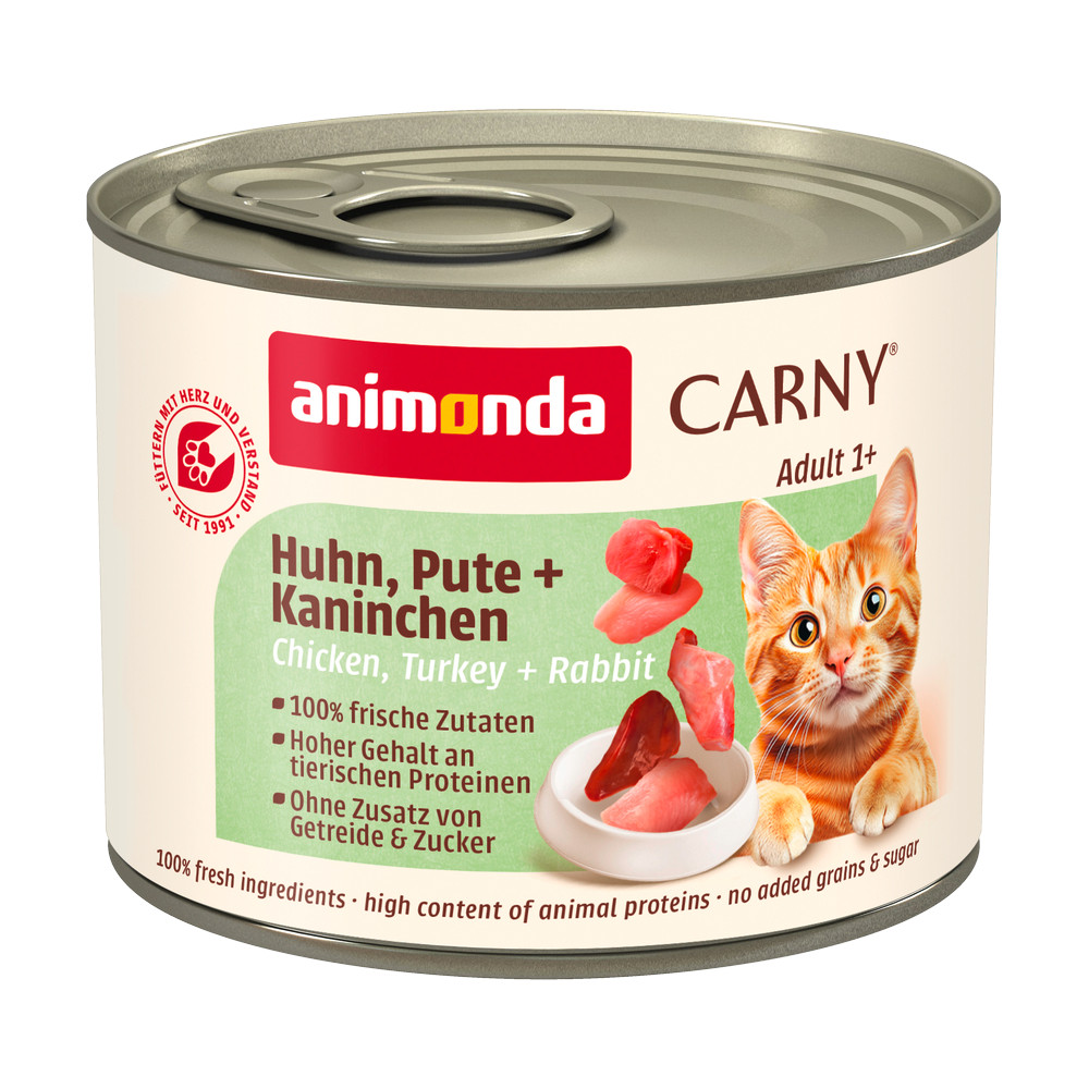 6x200g Adult Kip, Kalkoen & Konijn Animonda Carny Kattenvoer