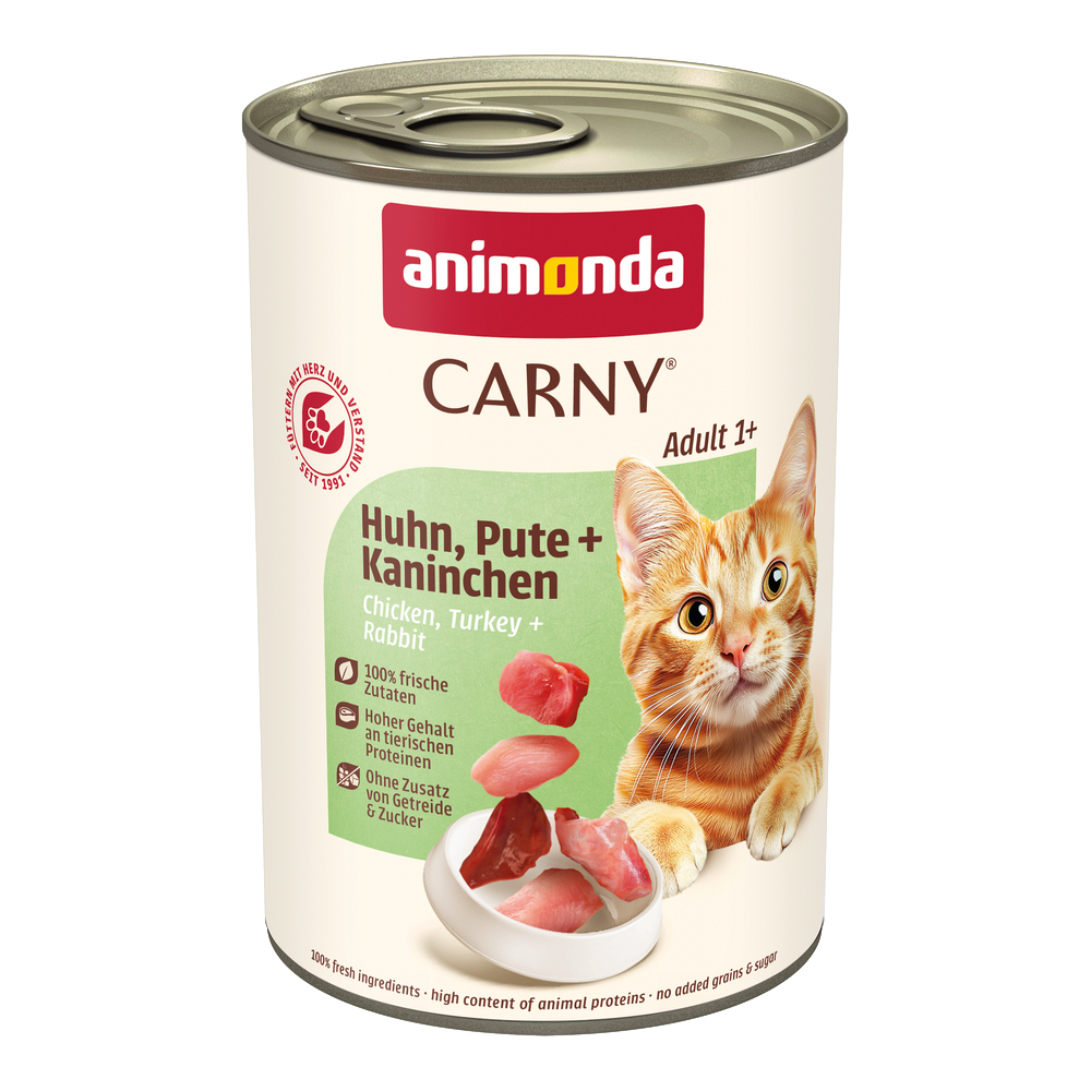 6x400g Adult Kip, Kalkoen & Konijn animonda Carny Kattenvoer