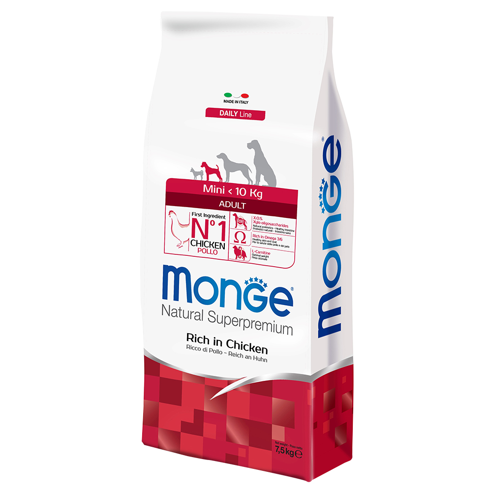 2x 7,5kg Super Premium Adult Mini Chicken Monge Droogvoer voor honden