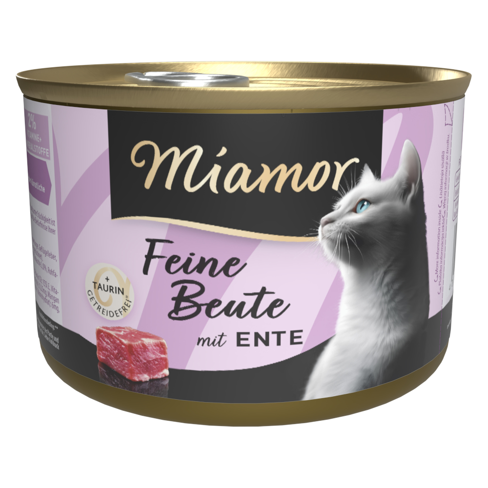 12x185g Miamor Fijne prooi eend natvoer voor katten