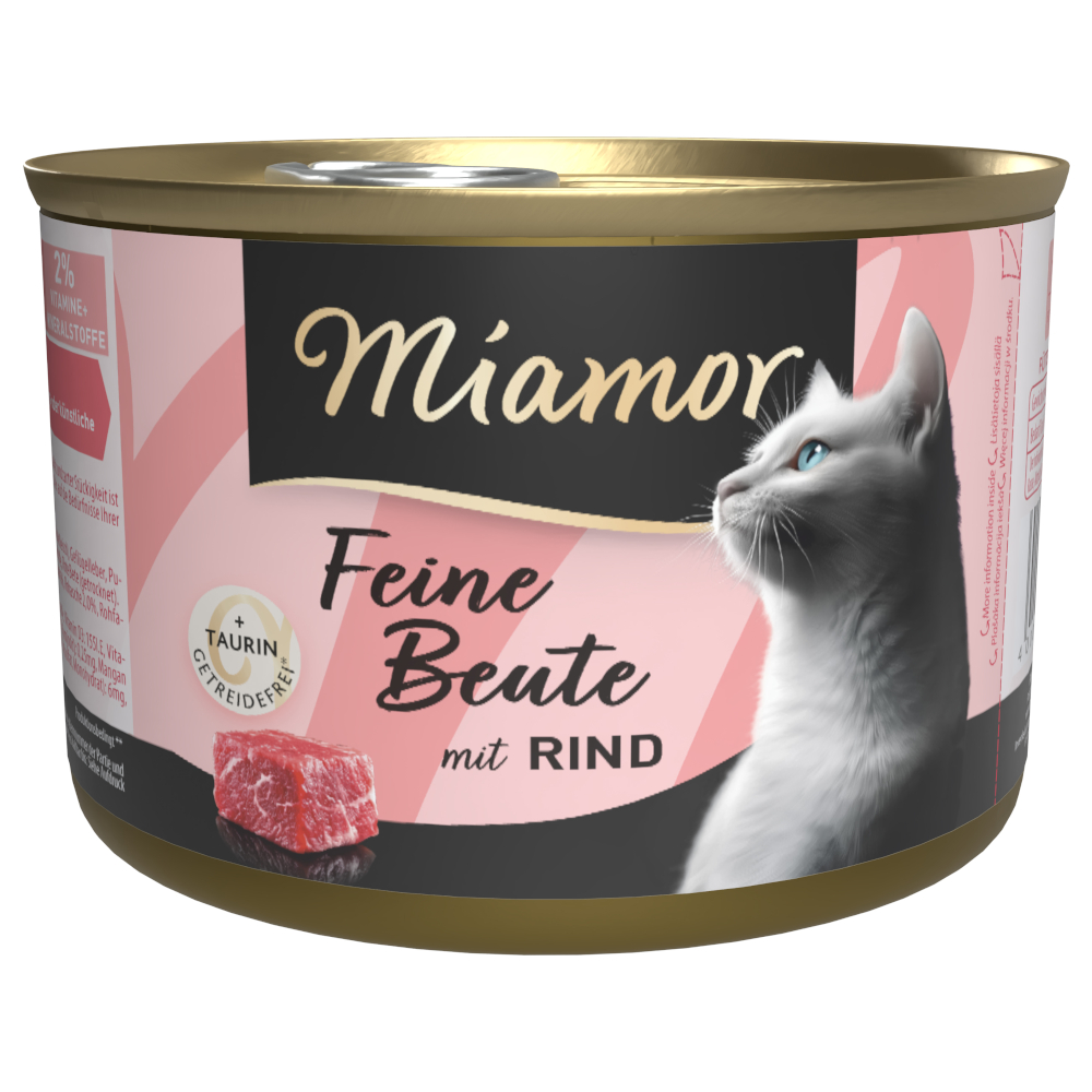 12x185g Miamor Fijne prooi rund natvoer voor katten