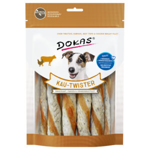 200g Kauw-Twister 2 x Runderhuid, pens & kippenborst Dokas Hondensnacks