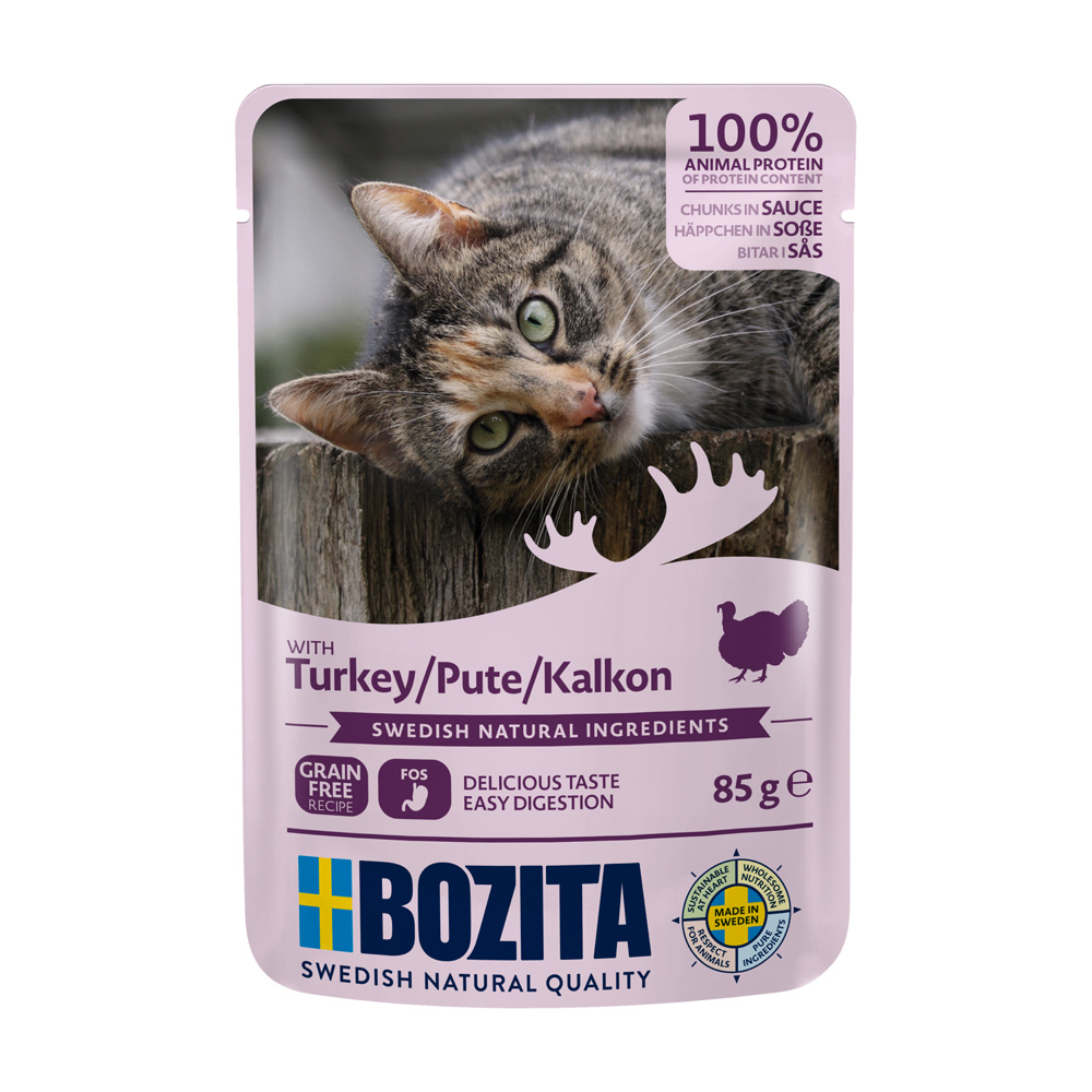24x85g Stukjes in Saus Pouch Kalkoen Bozita Kattenvoer