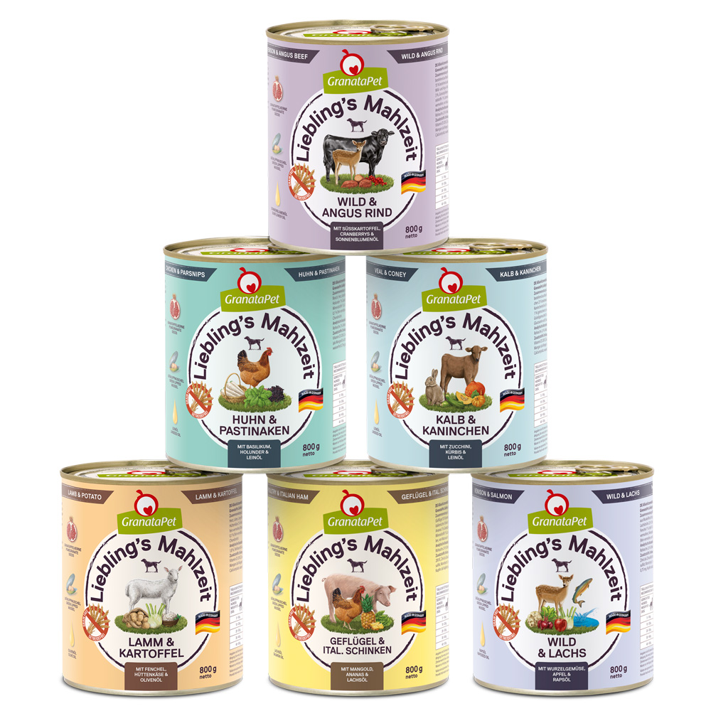 6x800g GranataPet Lievelingsmaaltijd Mix I (6 varianten) Hondenvoer