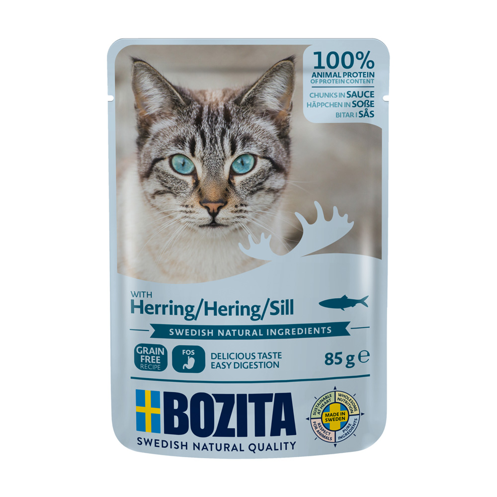 24x85g Stukjes in Saus Pouch Haring Bozita Kattenvoer
