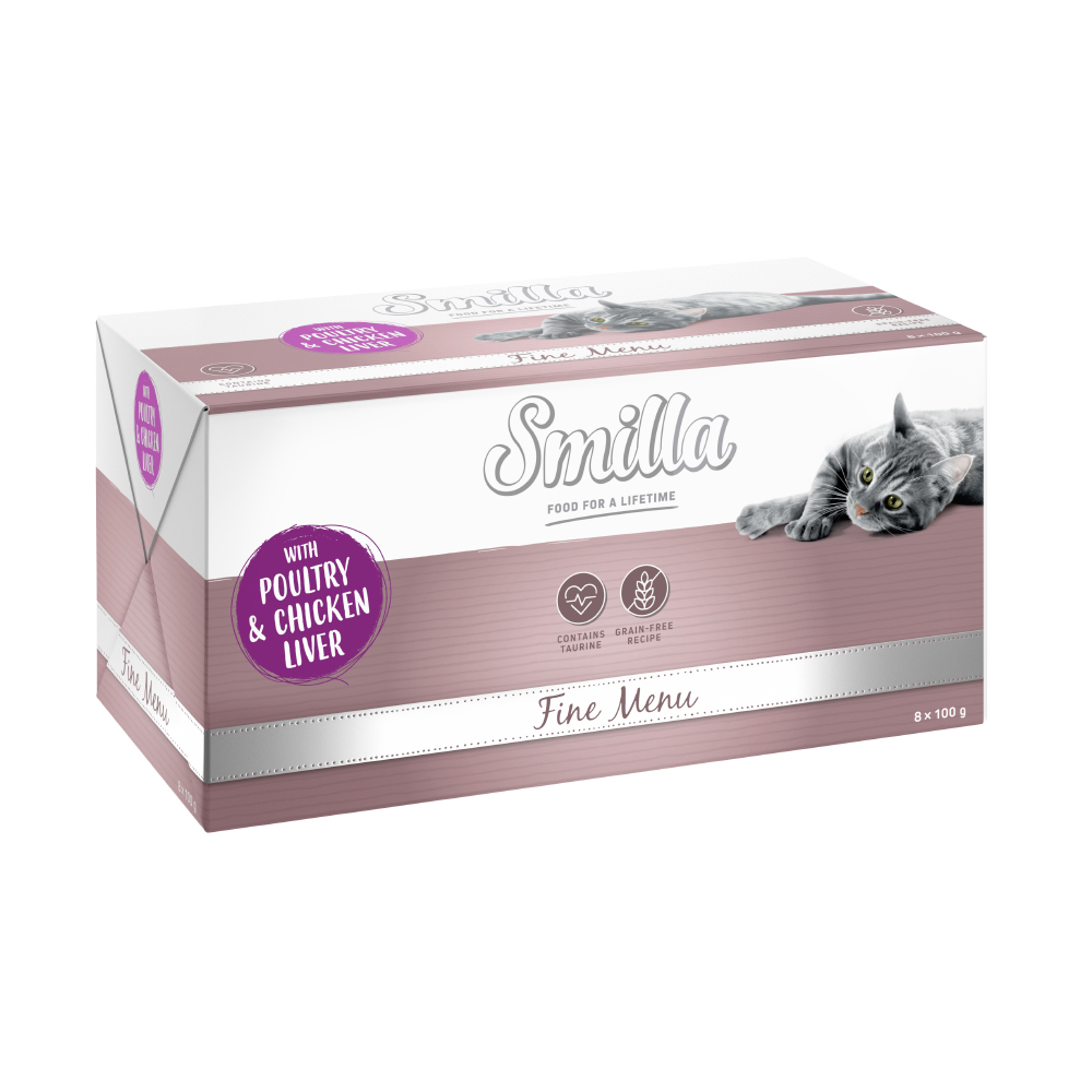 8x100g Gevogelte/Kippenlever Smilla Fine Menu Kattenvoer