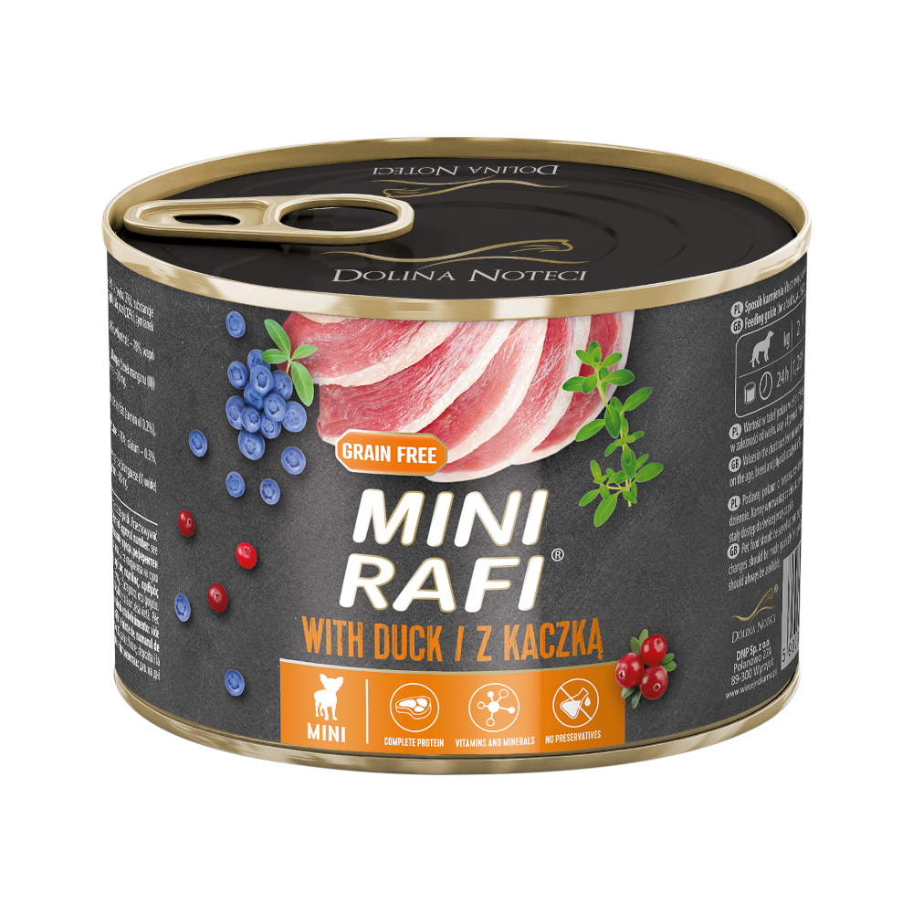 Dubbelpak 24x185g Rafi Mini met eend natvoer voor honden