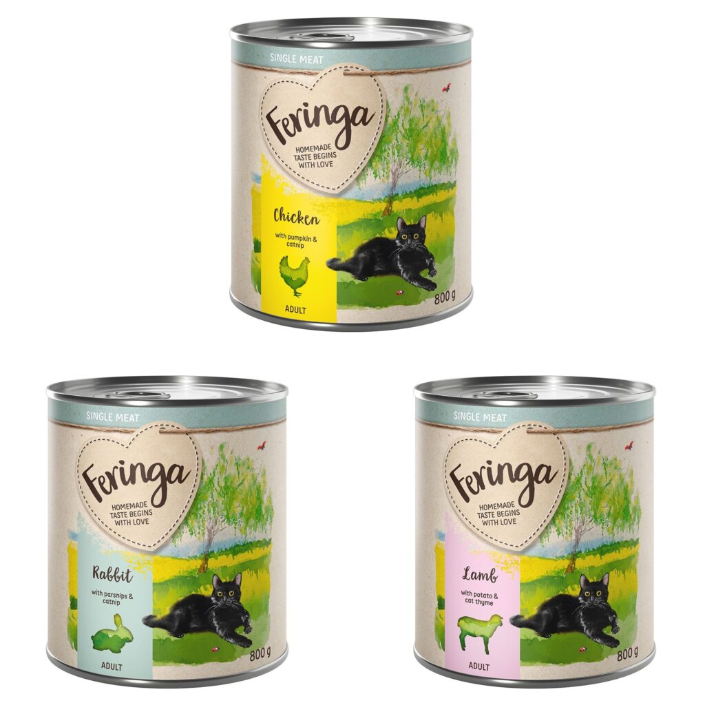 Feringa Single Meat Menu 6 x 800 g – Mixpakket 1 (Kip, konijn, lam)