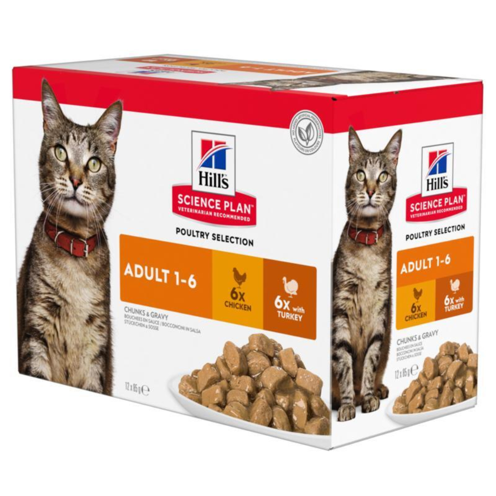 48x85g Feline Maaltijdzakjes Gevogelte selectie Hill’s Science Plan Kattenvoer