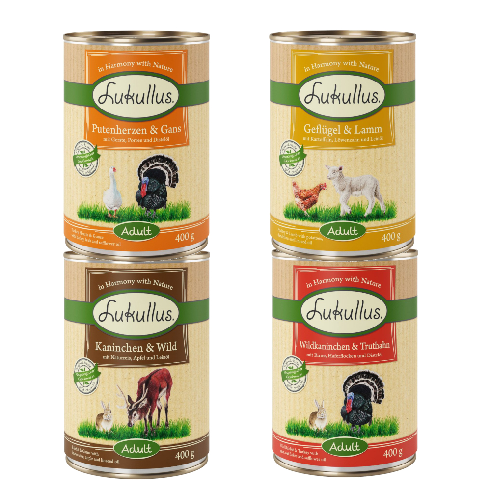 24x400g Combinatie VII (4 Smaken) Lukullus Hondenvoer