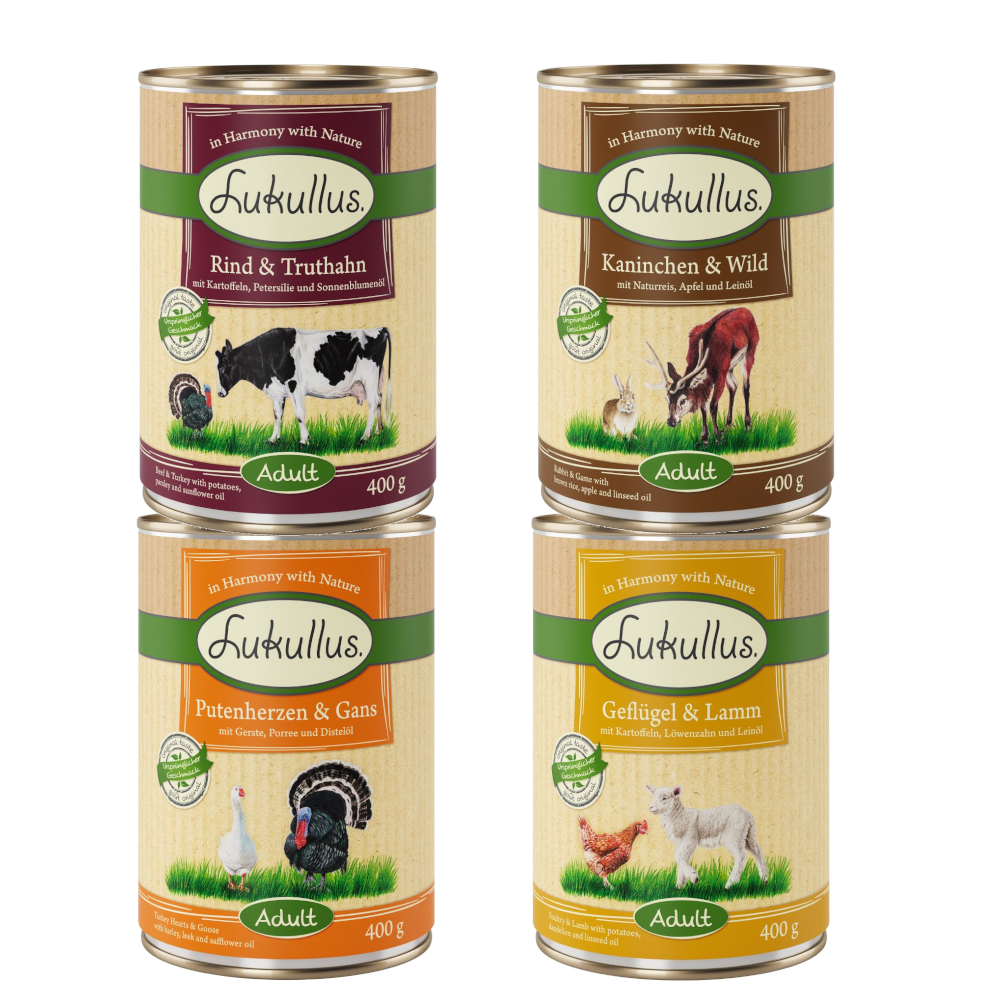 24x400g Combinatie III (4 Smaken) Lukullus Hondenvoer