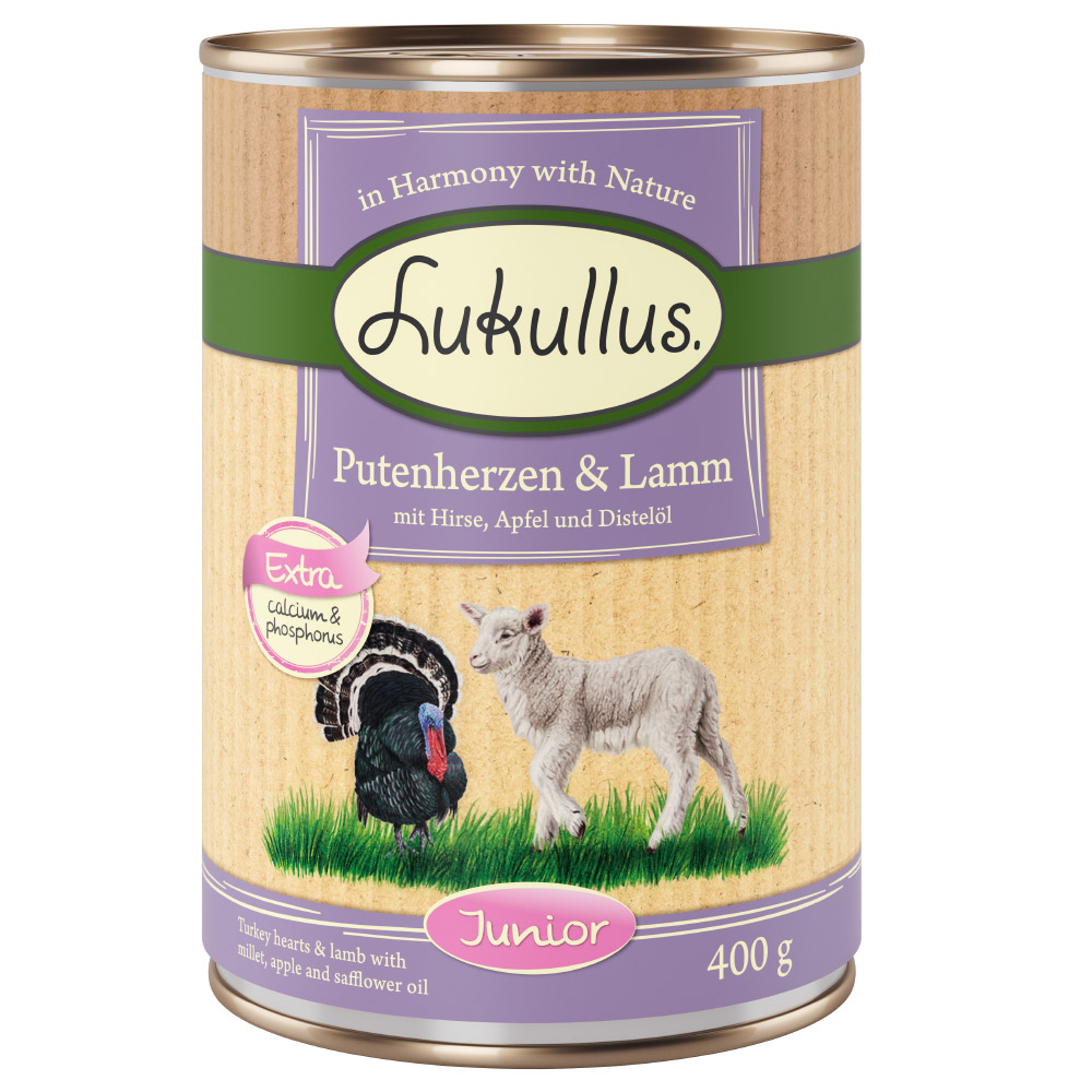 24x400g Junior Kalkoenhart & Lam Lukullus Hondenvoer