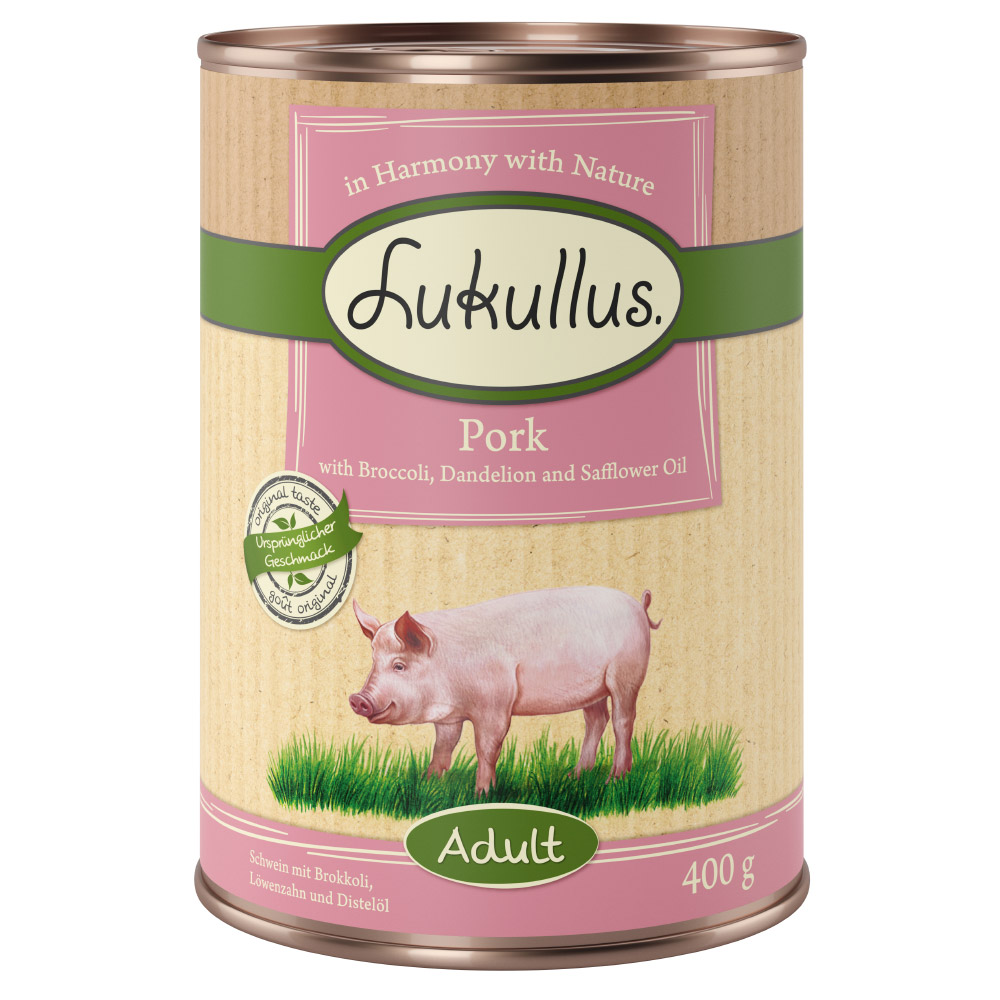 Lukullus Natuurkost Adult Graanvrij Hondenvoer 6 x 400 g – Varken & Broccoli