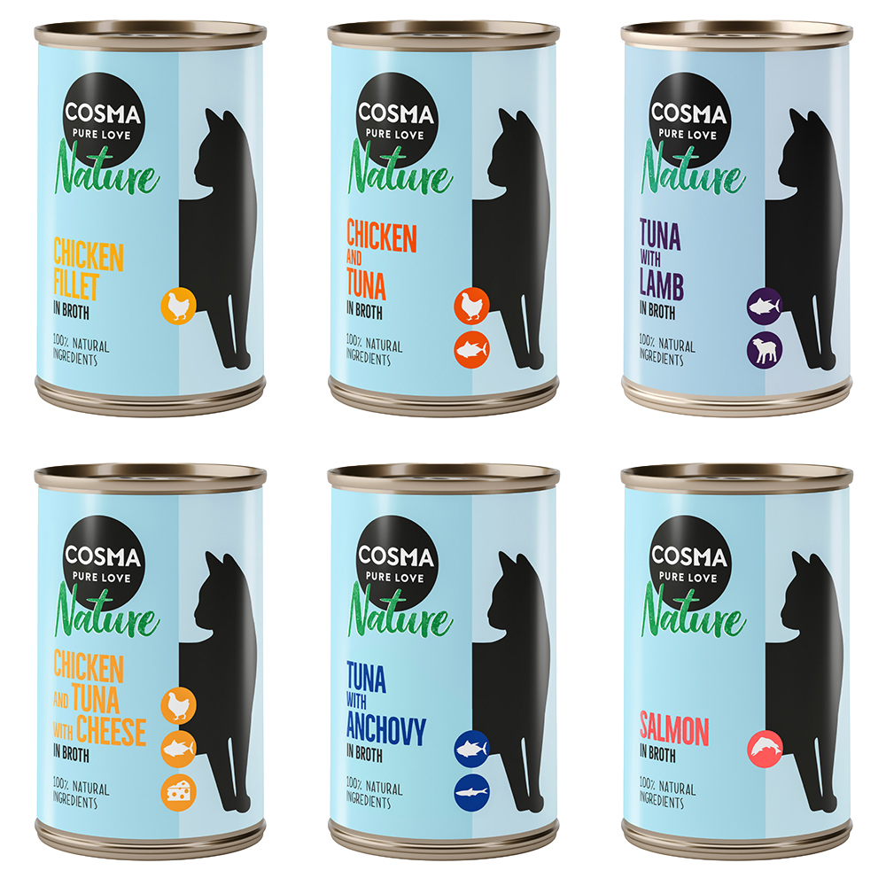 6x140g Mix 2 6 Soorten Cosma Nature Kattenvoer nat