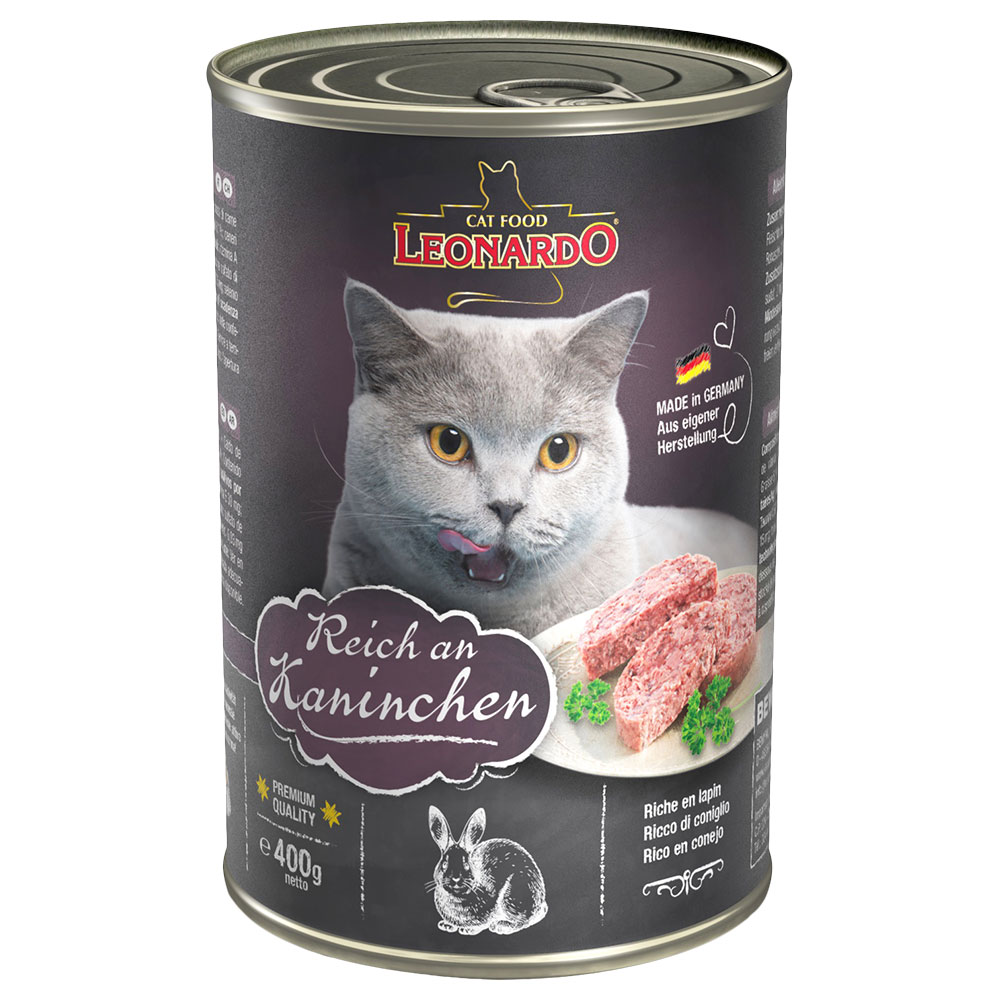 6x400g Rijk aan Konijn Leonardo All Meat Kattenvoer