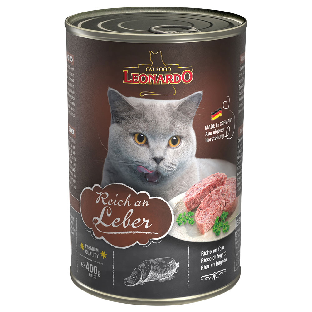 6x400g Rijk aan Lever Leonardo All Meat Kattenvoer