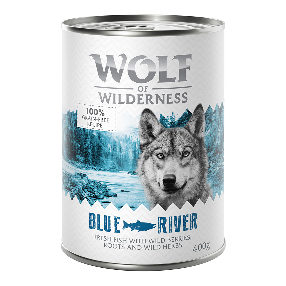 6x400g “Blue River” met Zalm Wolf of Wilderness Hondenvoer